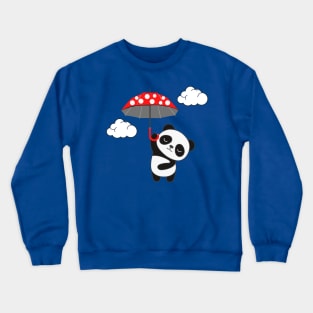 Dreamy Flying Panda Bear with Umbrella Crewneck Sweatshirt